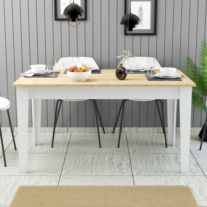 Hanah Home Milan 896 Mesa de Comedor Blanco y Roble